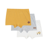 Kit 3 cuecas carrinho amarela cinza e branca