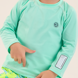 Camiseta praia manga longa proteção UV neon verde