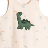 Macacão curto bebê cotton estampado dinos