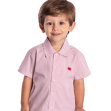 Camisa infantil tecido listrado vermelho