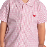Camisa infantil tecido listrado vermelho