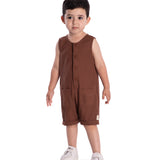 Macacão curto infantil malha texturizada marrom