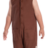 Macacão curto infantil malha texturizada marrom