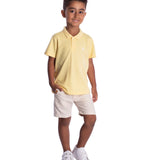 Conjunto infantil polo piquet amarelo e bermuda linho