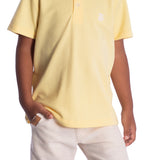 Conjunto infantil polo piquet amarelo e bermuda linho