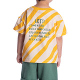 Conjunto infantil camiseta cotton listrada amarela e bermuda moletinho verde