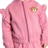 Conj. moletom casaco oncinha + calça rosa