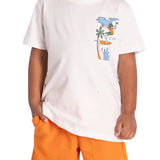 Conj. camiseta manga curta off white surf + bermuda moletinho laranja
