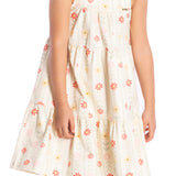Vestido floral com alça em corda de algodão