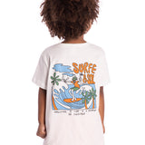 Conj. camiseta manga curta off white surf + bermuda moletinho laranja