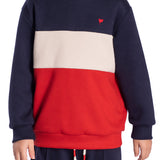 Conj. piquetom casaco marinho bege vermelho + calça marinho