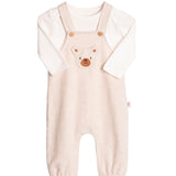 Conj. jardineira linho urso + body manga longa