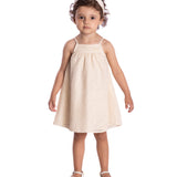 Vestido sem manga laise natural bordada