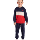 Conj. piquetom casaco marinho bege vermelho + calça marinho
