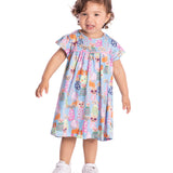 Vestido manga curta cachorrinhos malha modal