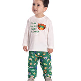 Conj. camiseta manga longa off white + calça moletinho animais