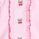 Body vestido sem manga listrado fio tinto rosa