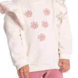 Conj. casaco moletom babados + calça legging malha canelada rosê