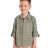 Camisa manga longa xadrez verde malva