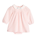 Body vestido manga longa malha tricô gola bordada