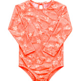 Maiô/body praia manga longa conchas salmão