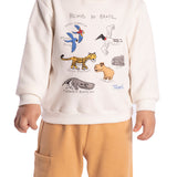 Conj. moletom casaco off white bichos do Brasil  + calça cáqui