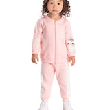 Conj. moletom casaco zíper gatinha + calça rosa