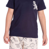Conj. camiseta manga curta marinho + bermuda tecido eco t-rex