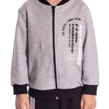 Conj. moletom casaco zíper + calça cinza com preto