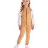 Conj. feminino moletom casaco ursinha + calça caqui