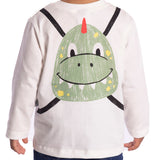 Camiseta manga longa off white mochila nas costas