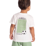 Conj. camiseta manga curta off white futebol + bermuda moletinho verde