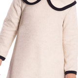 Vestido manga longa em tweed bege