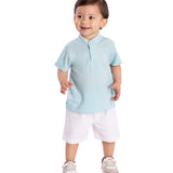 Conj. polo gola padre + bermuda branca