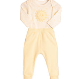Conj. body manga longa + calça canelada peluciada amarelo