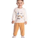 Conj. moletom casaco off white bichos do Brasil  + calça cáqui