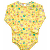 Maiô/body praia manga longa tropical amarelo
