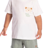 Conj. camiseta manga curta + bermuda tecido texturizado verde