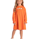 Vestido manga longa malha laranja