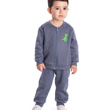 Conj. moletom casaco zíper dino + calça azul