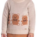 Conj. casaco tricô bege + legging malha canelada aveludada caramelo
