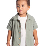 Camisa manga curta tecido texturizado verde