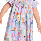 Vestido manga curta cachorrinhos malha modal