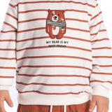 Conj. casaco molecotton listrado + calça tecido gaze terracota