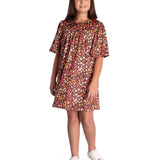 Vestido manga curta floral juvenil