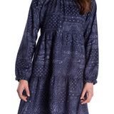 Vestido manga longa juvenil marinho