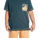 Conj. camiseta manga curta verde turquesa + bermuda moletinho bege